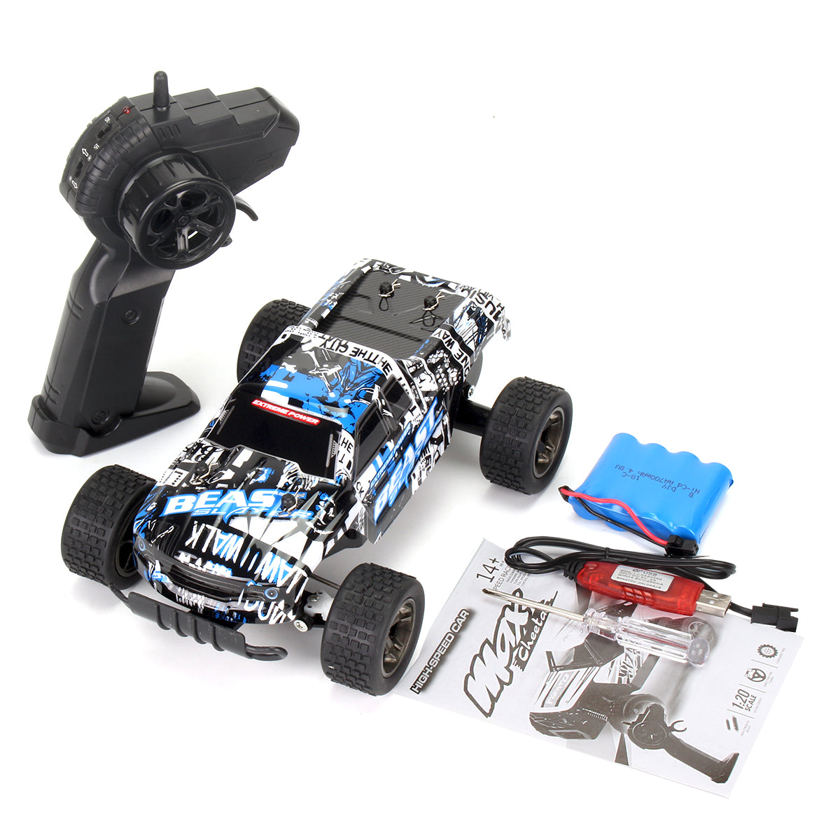 1:20 30km/h Remote Control Car RC Electric Monster Truck RC Car Wheel Driver 2WD Drift Field Buggy